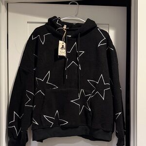 Easel Black Hoodie with White Star Pattern